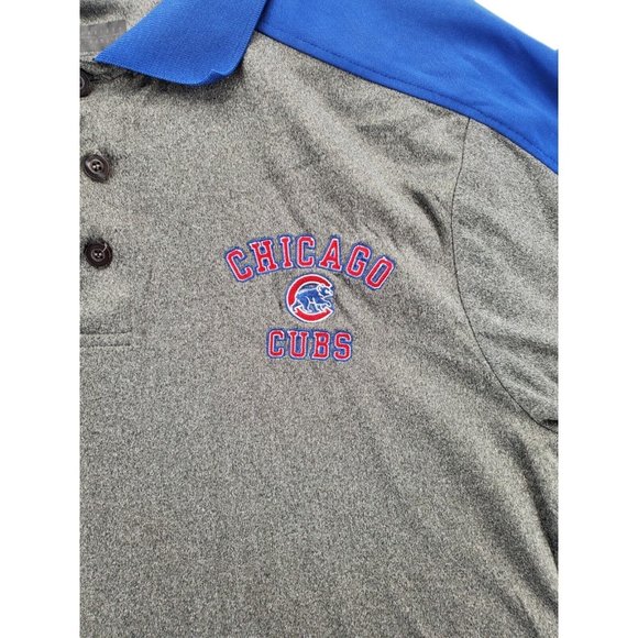 MLB CHICAGO CUBS Shirt Men’s Short Sleeve Embroidered Polo Grey Large - Picture 5 of 8